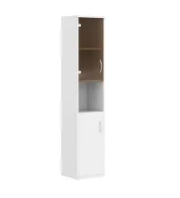 Шкаф колонка с малой глухой и стеклянной дверьми СУ-1.4(L) Белый 406*365*1975 